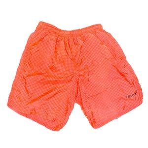 Vintage Orange Speedo Swim Trunks with Grid Pattern